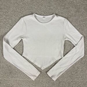 Garage White Long Sleeve Crop Top